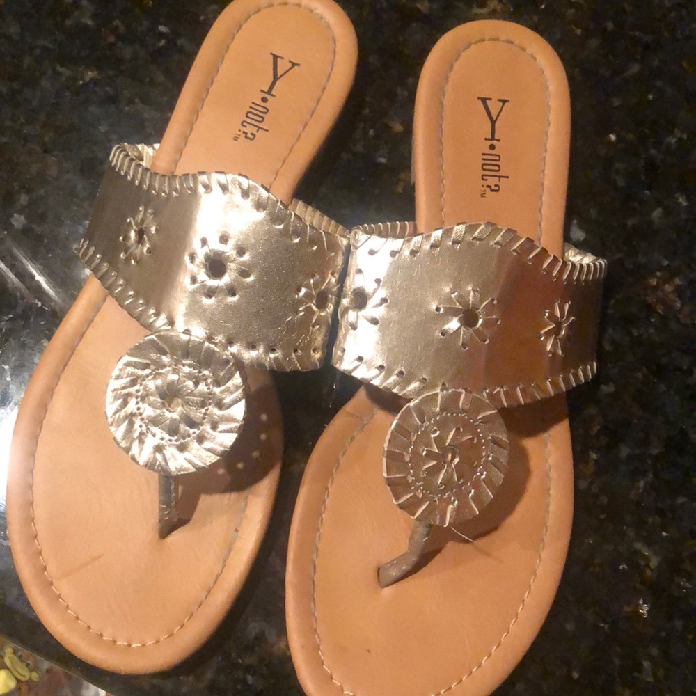 Gold fake jack rogers sandals